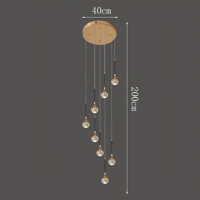 Nordic crystal lamps home decor Chandelier Glass ball living dining room Staircase Duplex indoor High-rise Ceiling Pendant light