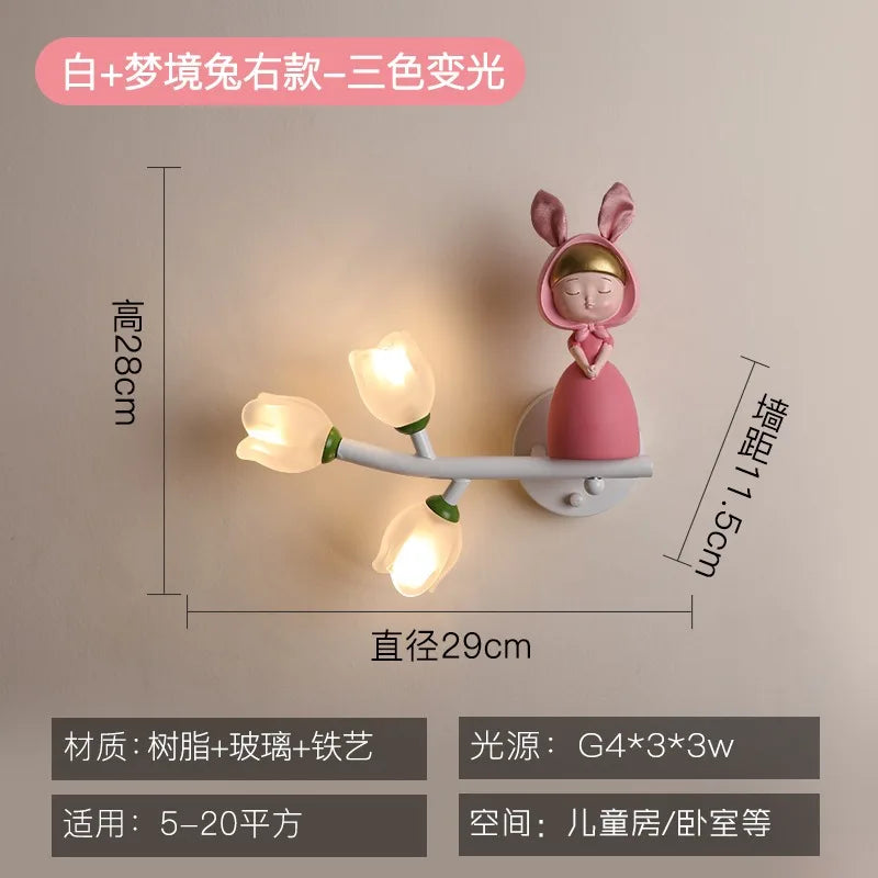 Children's Room Bedside Wall Lamp Girls' Bedroom Eye Protection Wall Light Energy-saving Modern Creative Cartoon Background Lamp