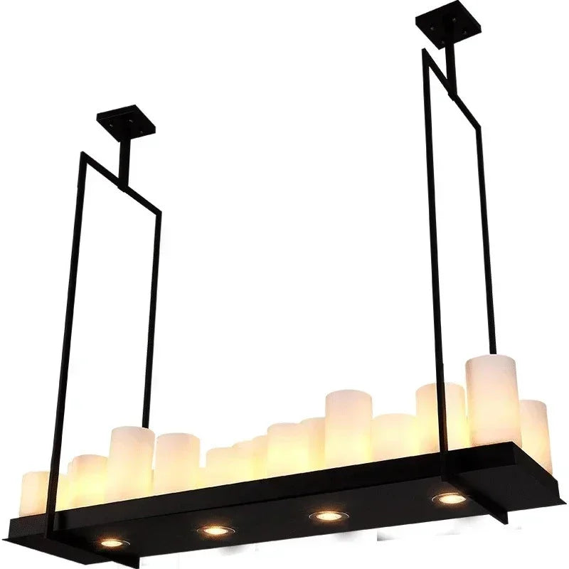 American Style Iron Art Retro Glass Candle Chandeliers Living Room Restaurant  Kitchen Led Pendant Lamp Bar Lighting Decorative