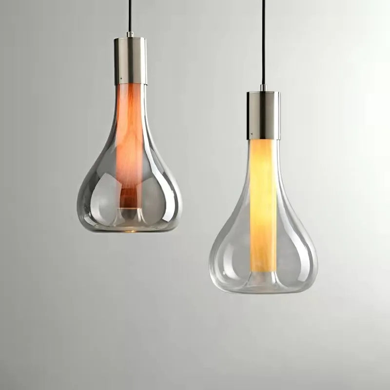 Nordic Glass Pendant Light LED Hanging Lamp Minimalist Bedroom Living Room Lighting