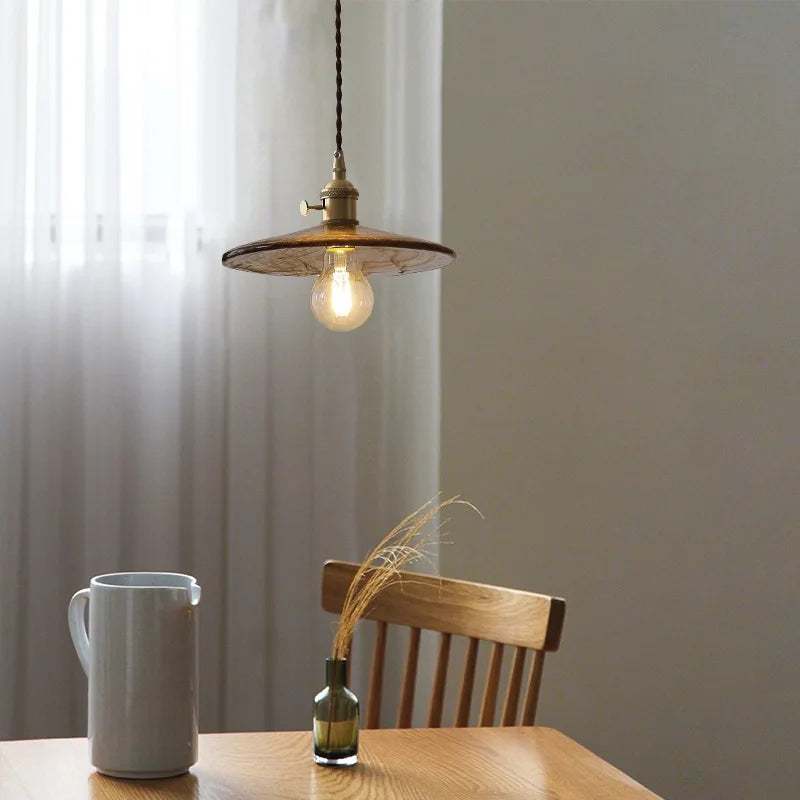 Noridc Amber Glass Pendant Lights Bedroom Living Room Dinning Room Modern Hanging Lamp Retro Decoration Pendant Light