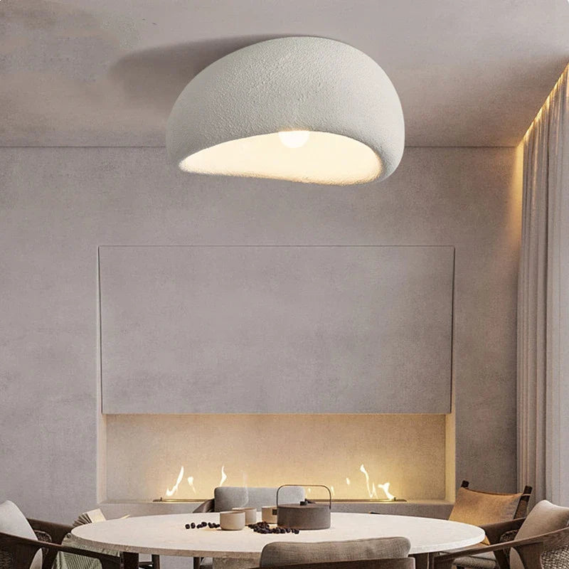 Modern Wabi-Sabi Ceiling Light – Minimalist Resin LED Flush Mount Lamp
