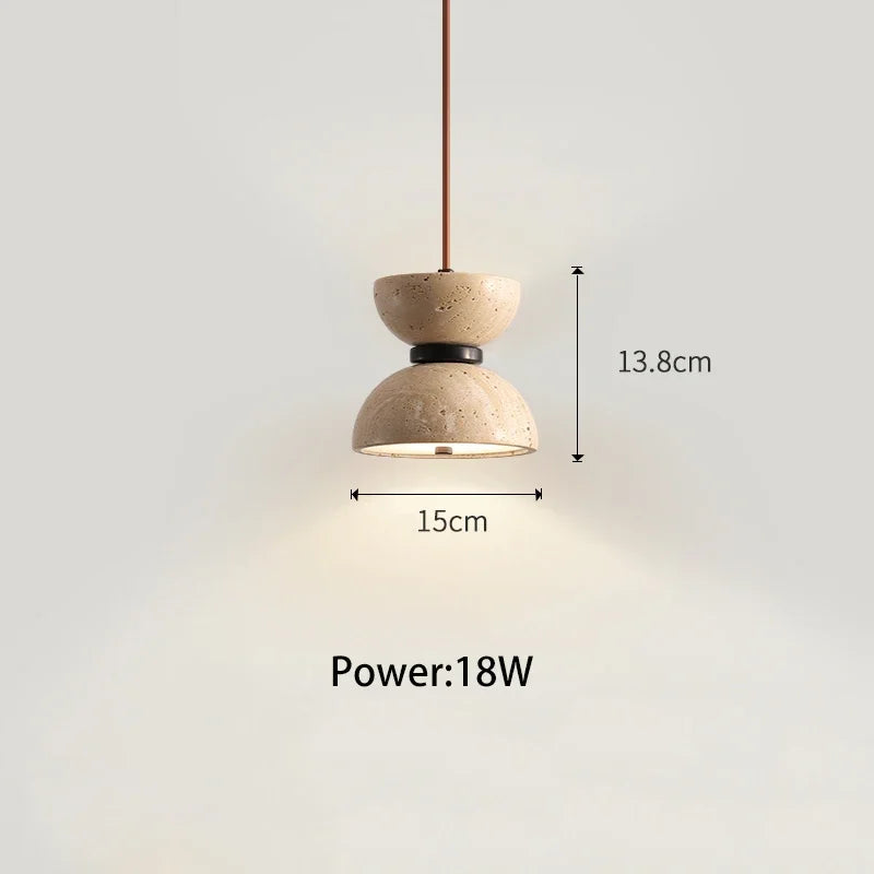 Travertine Stone Pendant Light – Mediterranean Modern LED Hanging Lamp
