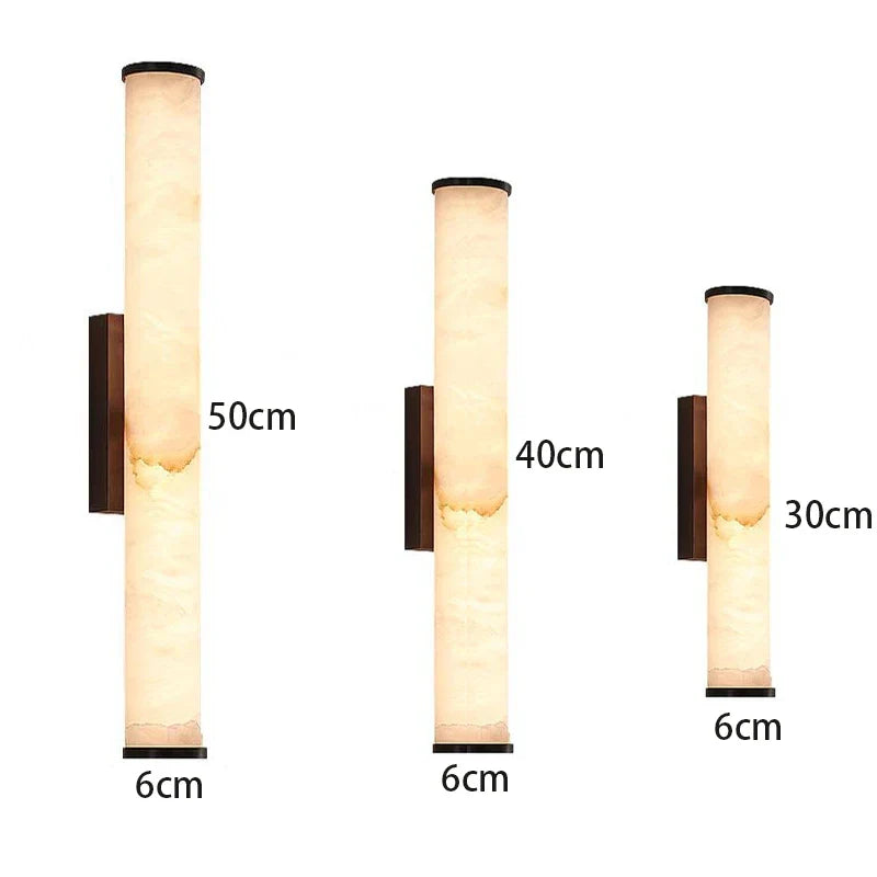Modern Marble Effect LED Wall Light – Slim Vertical Art Deco Sconce