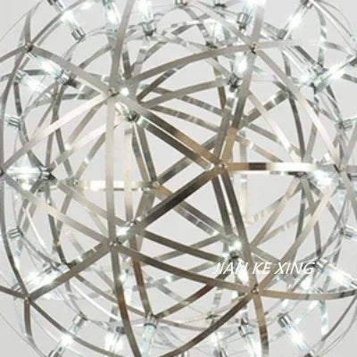 Netherlands Designer Oval Spark Ball Stainless Steel Pendant Chandelier for Living Room Hall Stair LED Indoor Lighting Fixtures