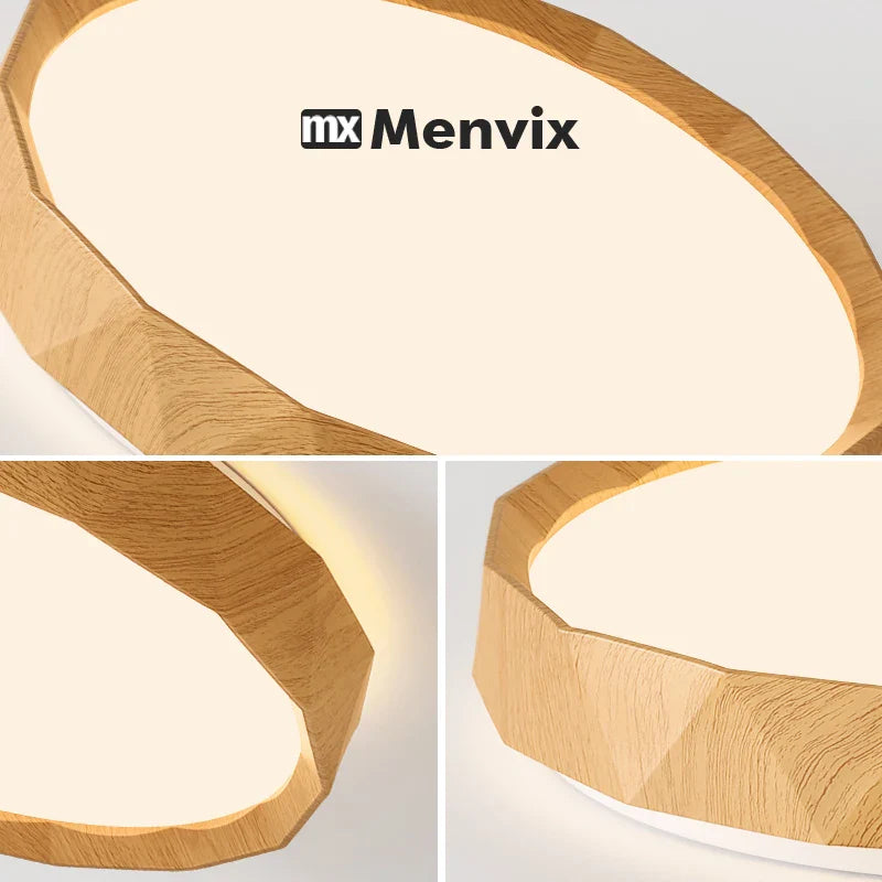 Nordic Walnut Colored Ceiling Light Retro And Minimalist Circular And Minimalist Eye Protection Bedroom Lighting Fixtures