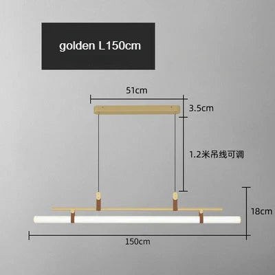 Modern Linear LED Pendant Light with Metal Frame – Minimalist Dining Table Hanging Lamp