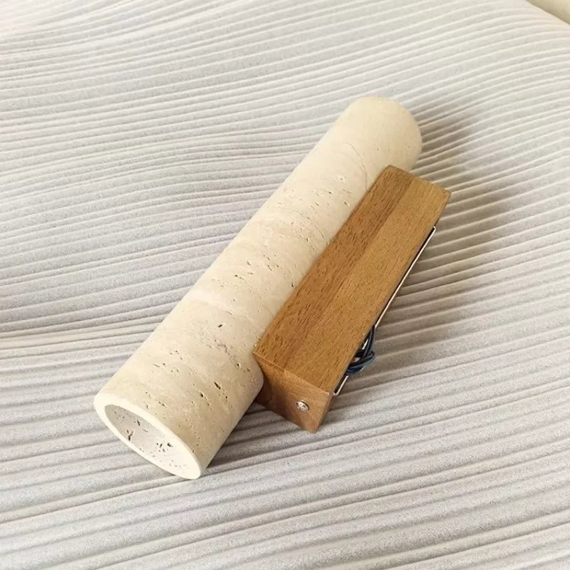 LED Wall Lamp Wabi Sabi Style Bedroom Bedside Light, Yellow Travertine Wall Light for Living Room Background Up & Down Lighting