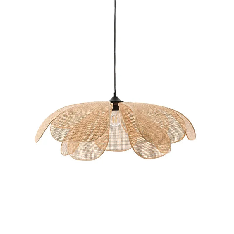 Japanese Style Rattan Penant Lamp Weaving Petal Willow LED Chandelier Bedroom Tea Dining Room Island Indoor Lighting Decor