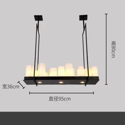 American Style Iron Art Retro Glass Candle Chandeliers Living Room Restaurant  Kitchen Led Pendant Lamp Bar Lighting Decorative
