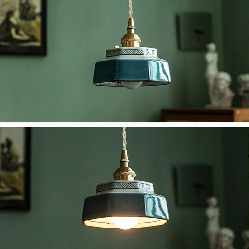 New Chinese-style retro ceramic pendant lights, Japanese-style guesthouse display windows, restaurant tea room bar counter islan