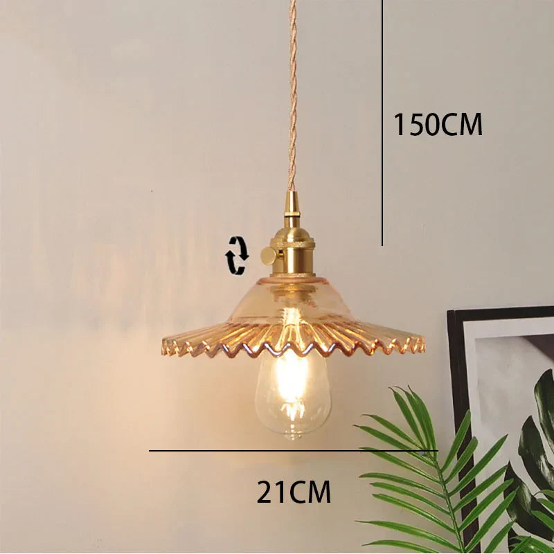 Brass glass chandelier Nordic vintage B&B bar Restaurant Bedside lamp Creative personality cafe bedroom lamp