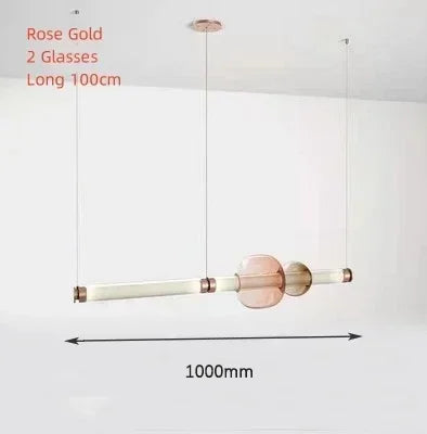 Nordic Linear Glass Pendant Light – Modern Dining Table Chandelier