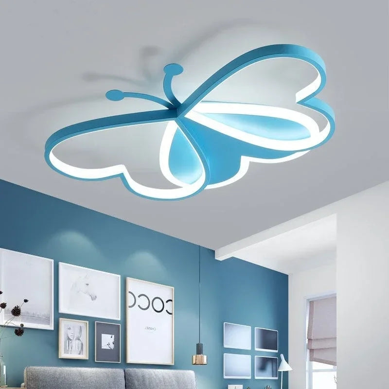 Modern Creative Butterfly Children's Room LED Ceiling Lamp Simple Bedroom Restaurant Chandelier Boys Girls House Decor Lighting