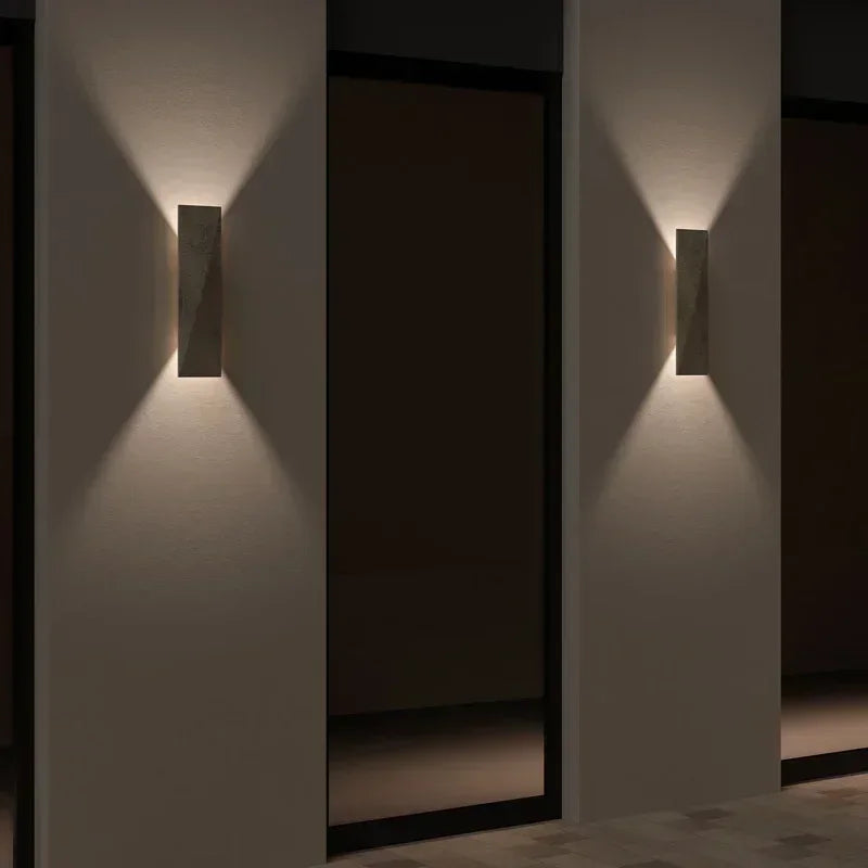outdoor wall lamp Yellow travertine stone Japanese style  Wall lights Living Room Bedside Bedroom Decoration LED Light Fixtures