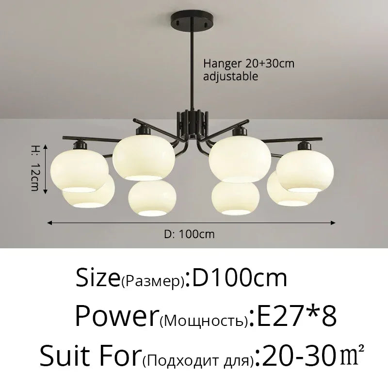 Nordic 3-Light Persimmon Pendant Light – Modern White Glass Ceiling Lamp
