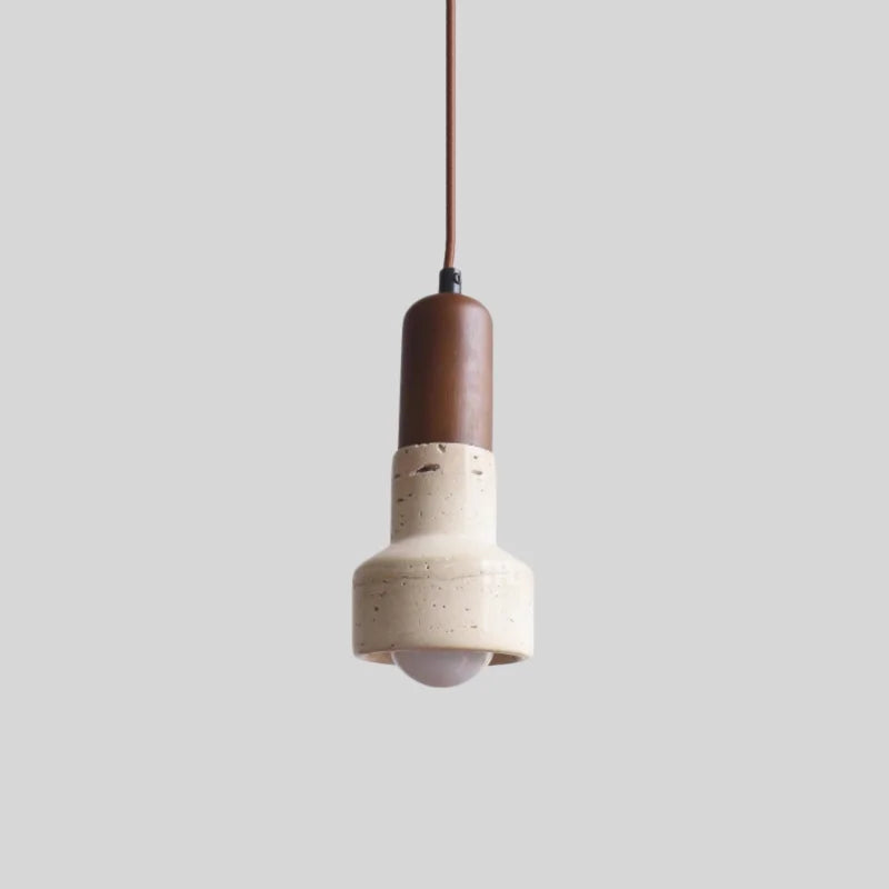 Japanese Wabi-Sabi Stone Pendant Light LED Yellow Travertine Hanging Lamp for Bedroom Bedside Kitchen Island Dining Room Decor