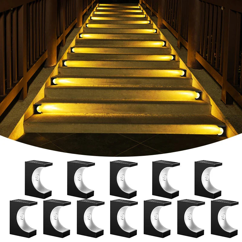 8/12Pcs Solar Step Lights Pathway Stair Outdoor Garden Lights Waterproof Balcony Lights Patio Deck Stair Fence Lights Decorative Landscape Lights