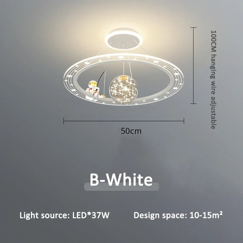 Children's Room Pendant Lamp Creative Cartoon Astronaut Starry Sky Boy Girls Bedroom Chandelier Modern Restaurant Lighting Decor
