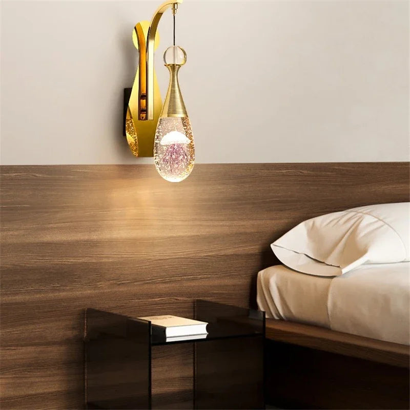 Nordic Modern Luxury Crystal Wall Lamps Living Room Wall Decor Jellyfish Wall Lights Corridor Aisles Wall Sconce Light Fixtures