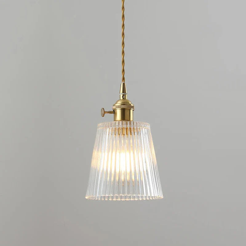 Vintage Noridc Stripe Glass Pendant Lamp Dining Room Kitchen Retro Pendant Lights Bedroom Bedside Decor Hanging Light