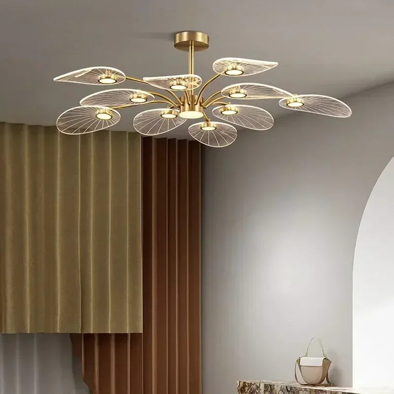New Creative Petal Acrylic Chandelier Bedroom Children's Room Living Room Restaurant Designer Pendant Lamp Home Decor Lighting