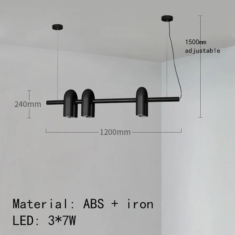 Modern Sculptural Chandelier – Black Pipe LED Ceiling Light