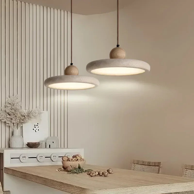 Wabi-Sabi Stone Pendant Light – Nordic Minimalist LED Hanging Lamp for Dining & Living Room