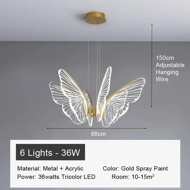 Butterfly Chandelier Minimalist arcylic hanging lights Creative lustres suspendu Living Room Bedroom kitchen island chandelier