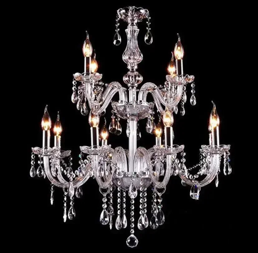 Modern k9 pendant crystal chandelier transparent crystal lustre E14 bulb home lighting Living Room Indoor light fittings ceiling