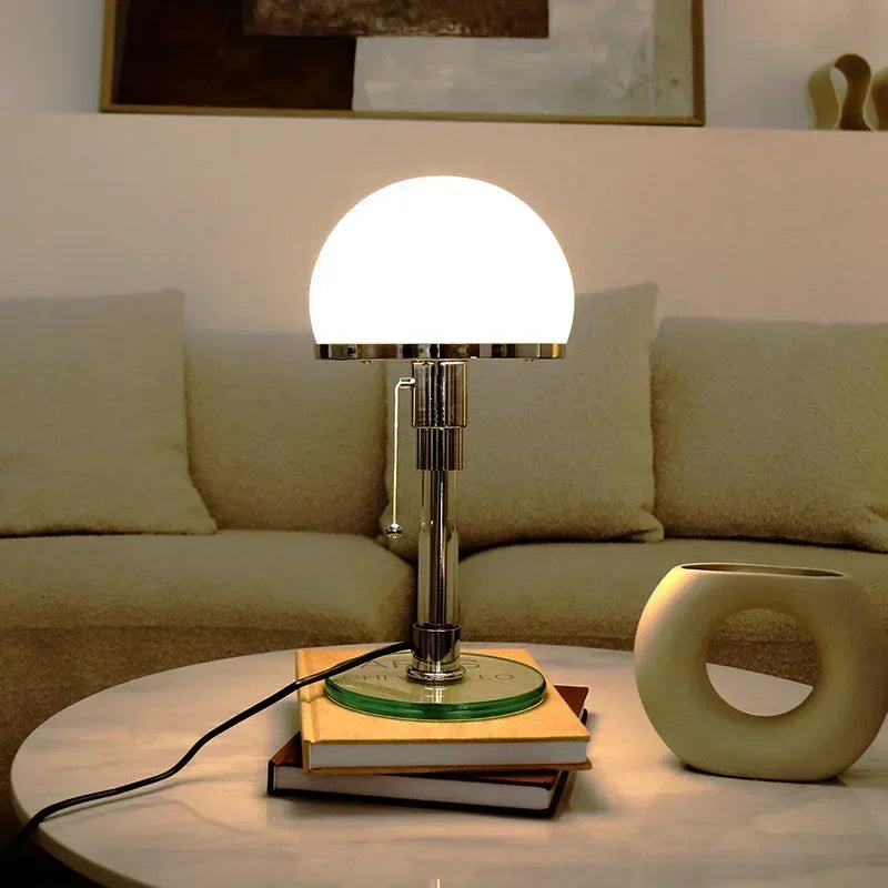 Nordic Minimalist Bauhaus LED Reading Desk Lamp Creative Personality Bedroom Study Living Room Bedside Glass Decor Table Light