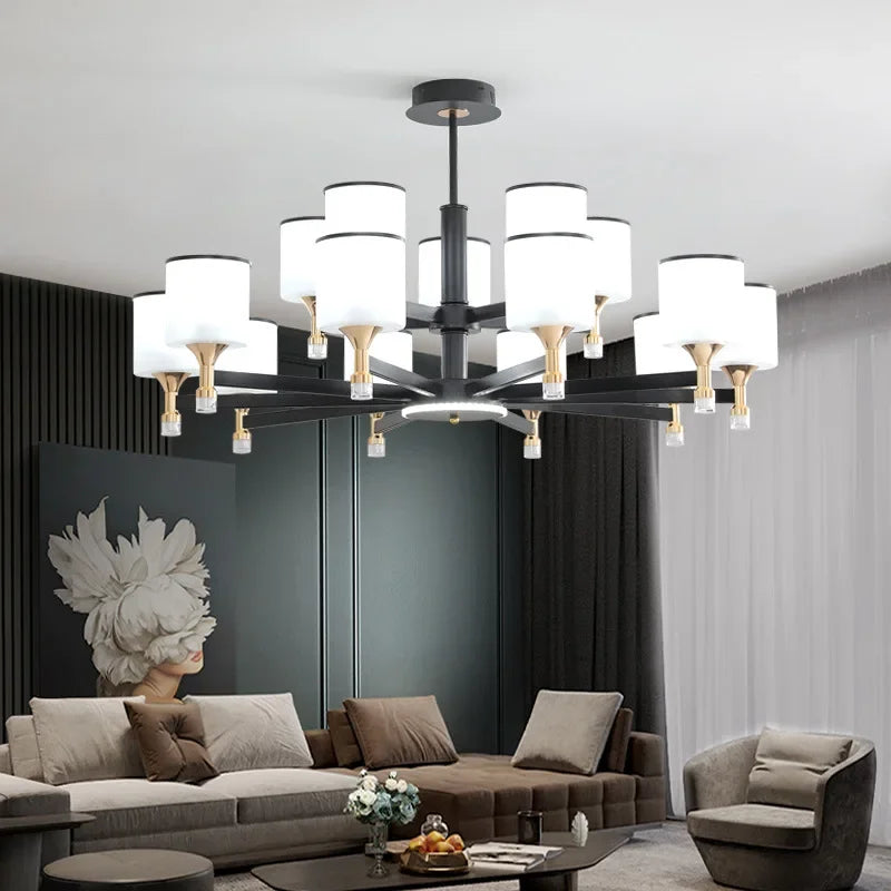 New Chinese Style Simple Chandelier Living Room Classical Restaurant Bedroom Trichromatic Pendant Lamp Retro Home Decor Lighting