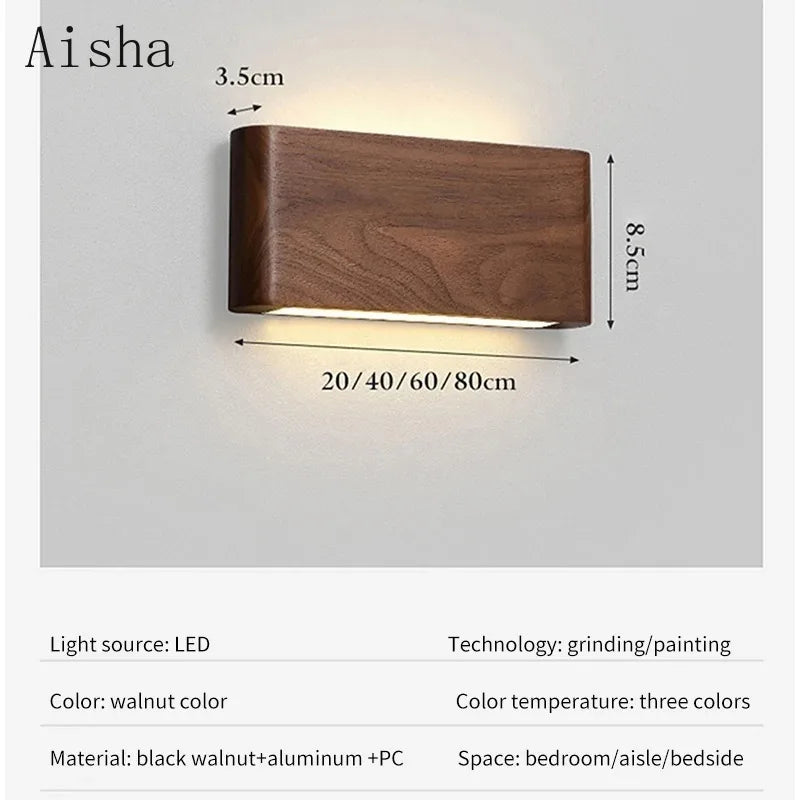 Wood LED Wall lamp Bedroom Modern sconces for Bedside Wooden Indoor Lighting Home Decor for Living Room Study Room Stairs
