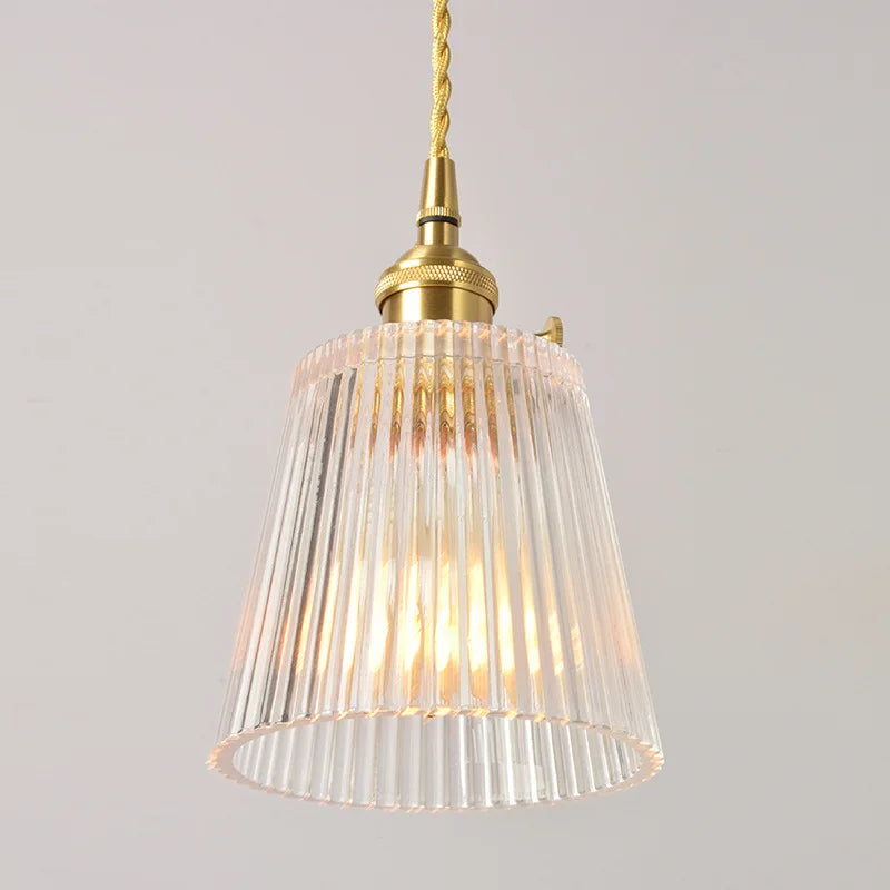 Vintage Noridc Stripe Glass Pendant Lamp Dining Room Kitchen Retro Pendant Lights Bedroom Bedside Decor Hanging Light