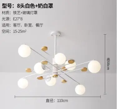 Vintage chandelier geometric magic bean restaurant iron wood light living room Nordic bubble lights bedroom lounge lights
