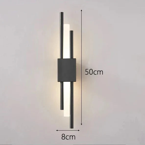 Modern Acrylic Pipe Wall Lamps for Living Room Bedroom Hallway Wall Sconce Light LED Black and Gold Iron Art Room Decor Lighting