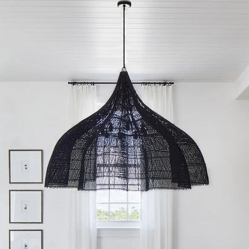 Handwoven Rattan Pendant Light – Wabi Sabi Bamboo Hanging Lamp