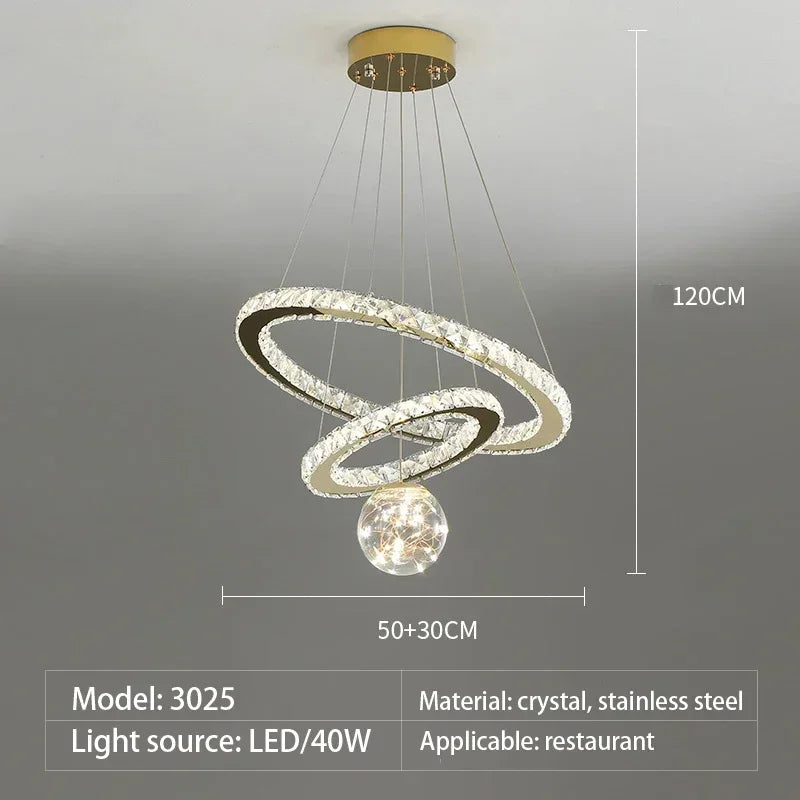 Designer Deluxe Remote Control Crystal LED Pendant Lamp Living  Restaurant Bedroom Kitchen Dimmable Chandelier Home Decor Light