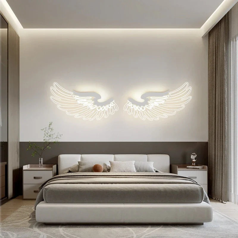 Angel Wings Wall Lamps Nordic Creative Personality RGB LED Wall Lamp for Living Room Bedroom Restaurant Bar Decoration Lighting