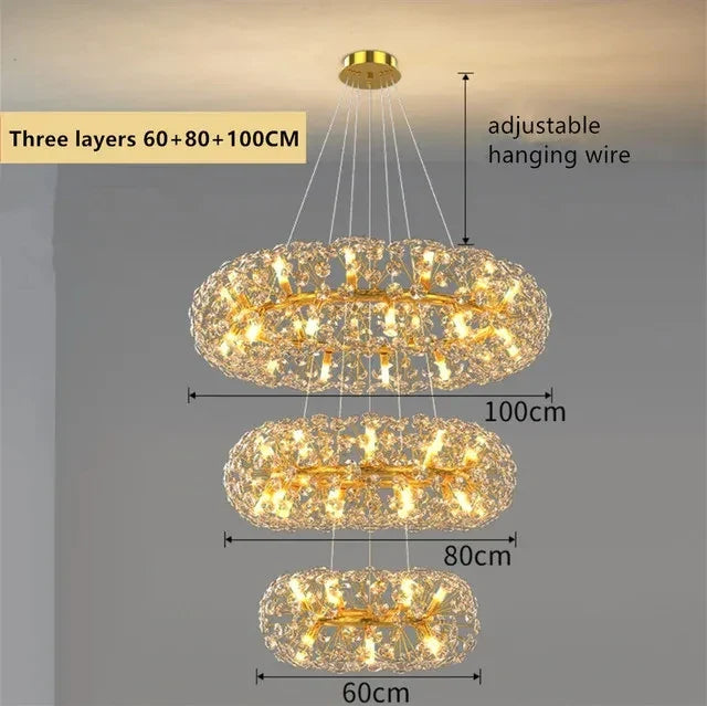 New Design Sun Flower Crystal Chandeliers for Living Room Kitchen Island Loft  LED Pendant Lighting House Decor Suspension Lamp
