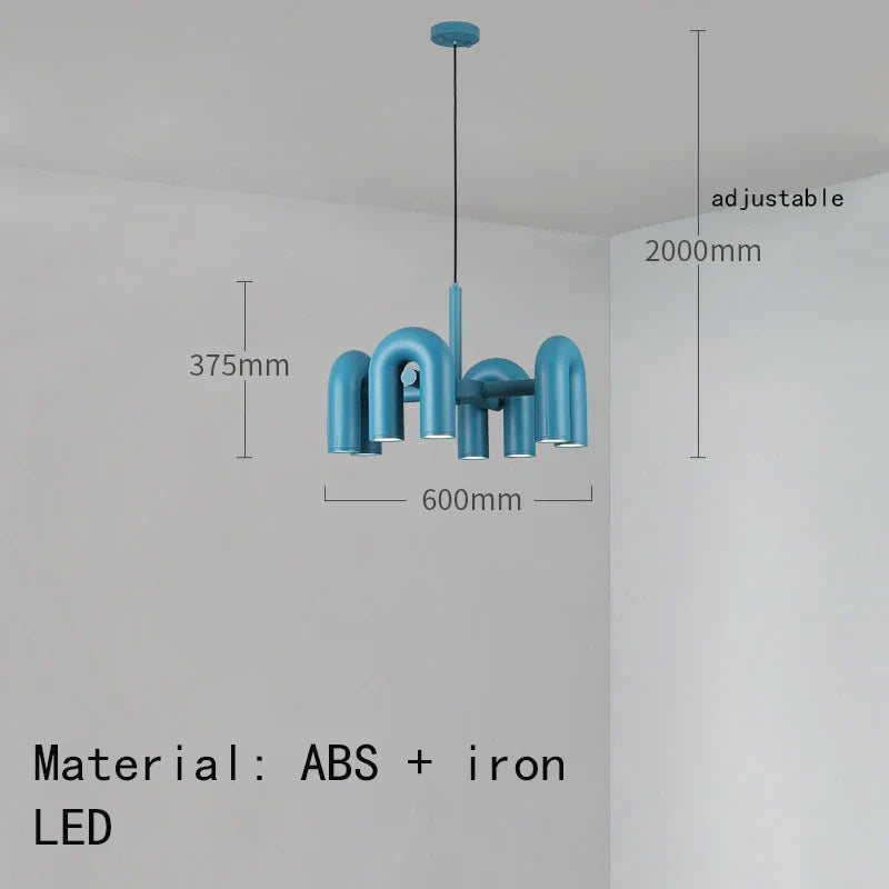 Modern Sculptural Chandelier – Black Pipe LED Ceiling Light