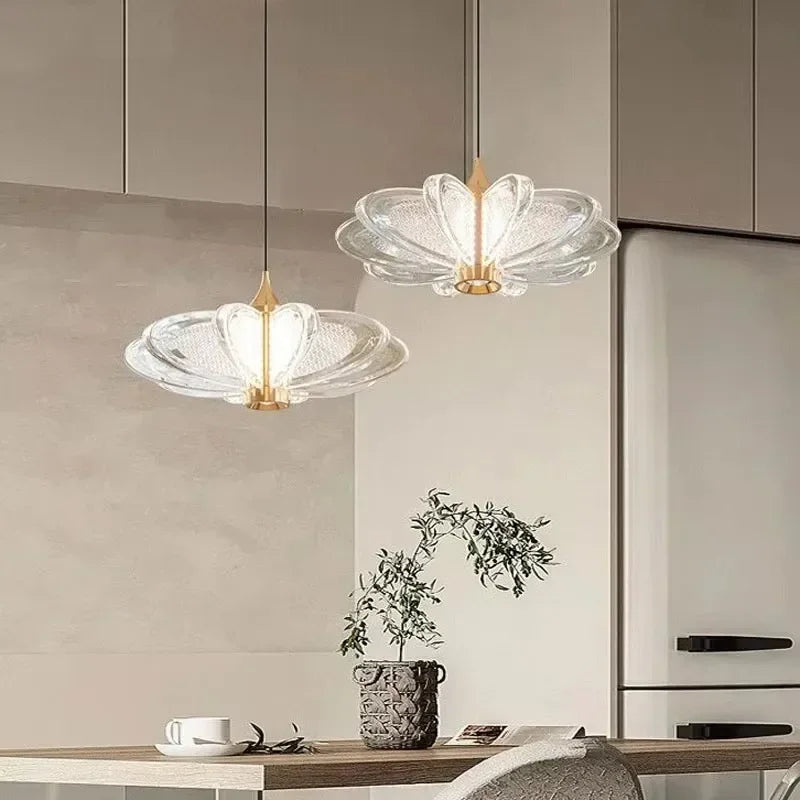 Modern Petal Crystal Chandelier LED – Artistic Minimalist Ceiling Light for Dining Room & Bar