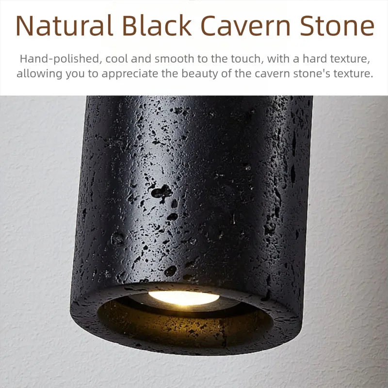 Japanese Stone Pendant Light E27 – Minimalist Nordic Hanging Lamp for Bedroom, Dining & Corridor