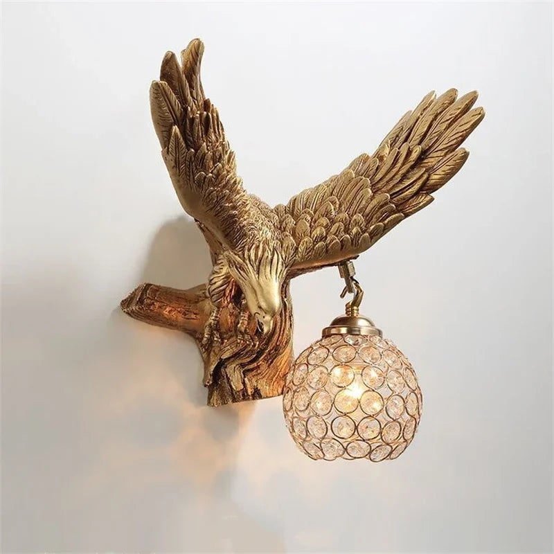 Modern Creative Resin Eagle Wall Lamp Nordic Living Room LED Wall Lights The Eagle Spread Its Wings Wall Decor Light Fixture E27
