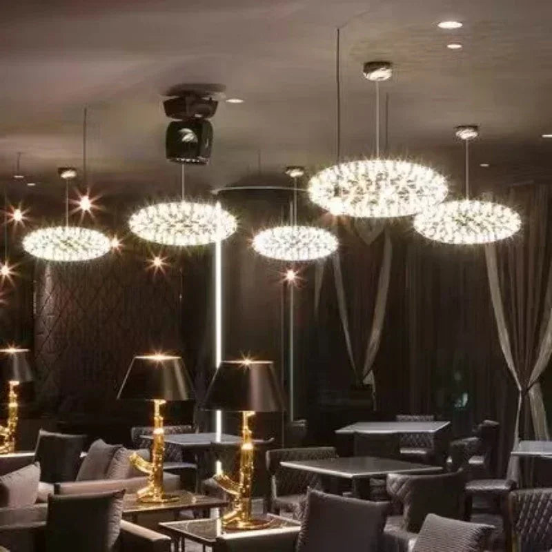 Netherlands Designer Oval Spark Ball Stainless Steel Pendant Chandelier for Living Room Hall Stair LED Indoor Lighting Fixtures