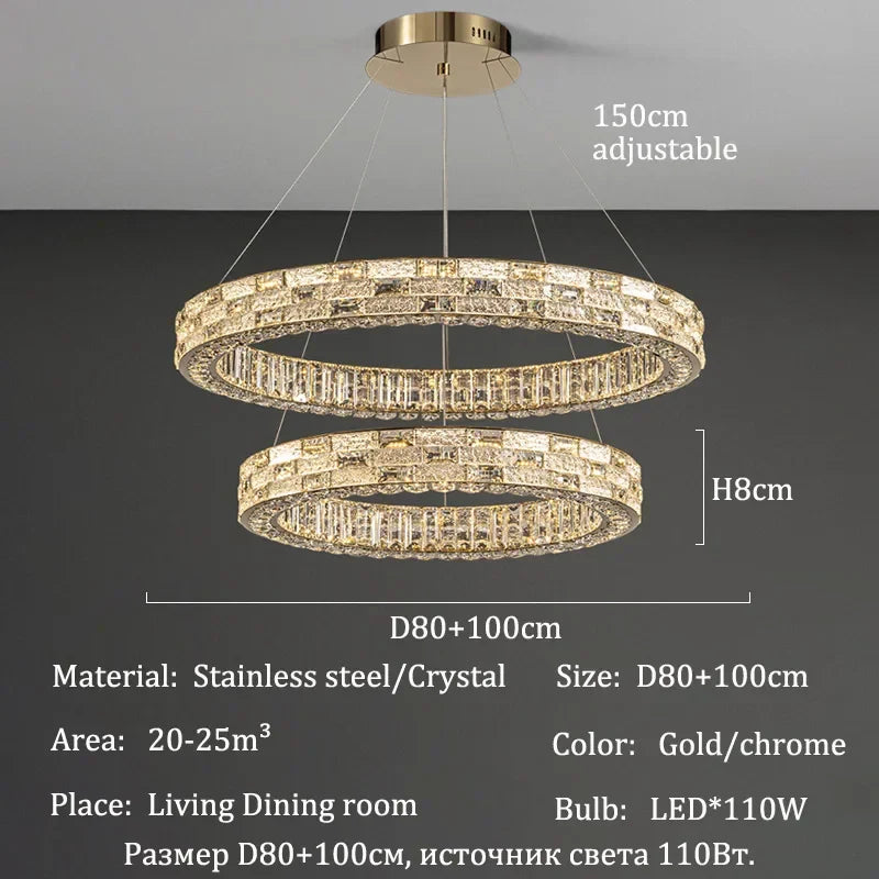 2025 Designer's New Restaurant Crystal Chandelier Luxury High-end Living Room Bedroom Light Dining Desk Bar Counter Pendant Lamp