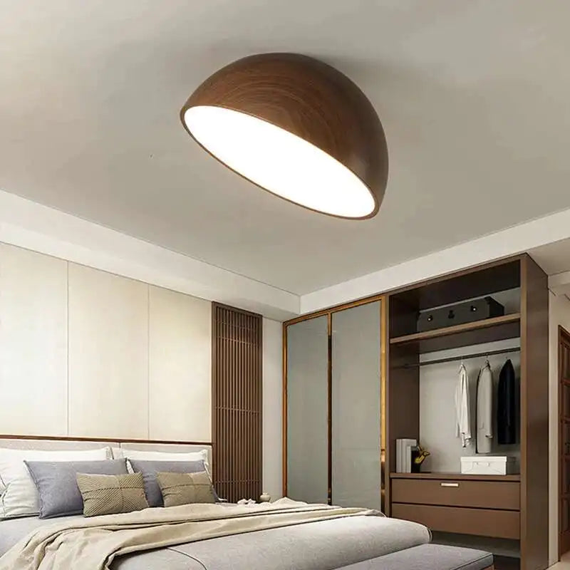 Walnut LED Ceiling Light Retro Full Spectrum Eye Protection Bedroom Lamp Entrance Foyer Corridor Lighting Fixture New Chandelier