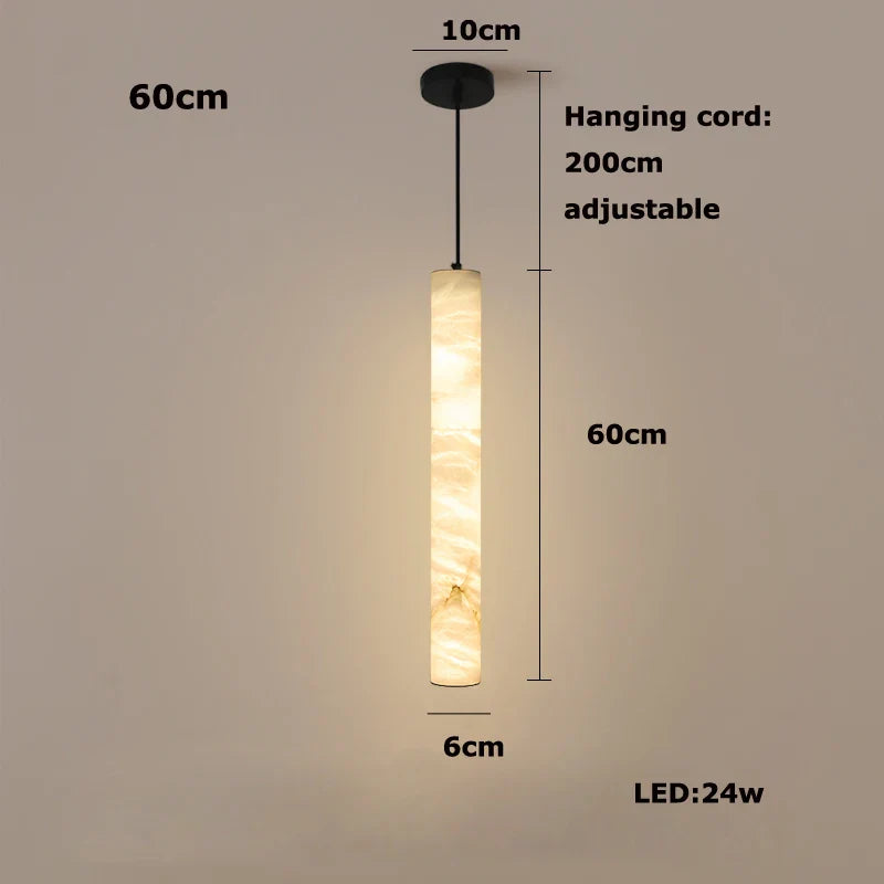 Modern Marble Tube Pendant Light – Minimalist LED Hanging Lamp for Dining Room & Kitchen Island