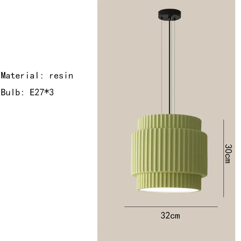 Modern Ribbed Pendant Light – Textured Resin Ceiling Lamp