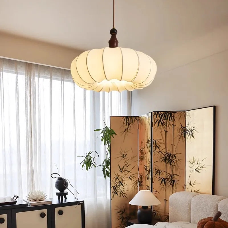 Japanese Style Fabric Pendant Light – Soft Lantern Ceiling Lamp